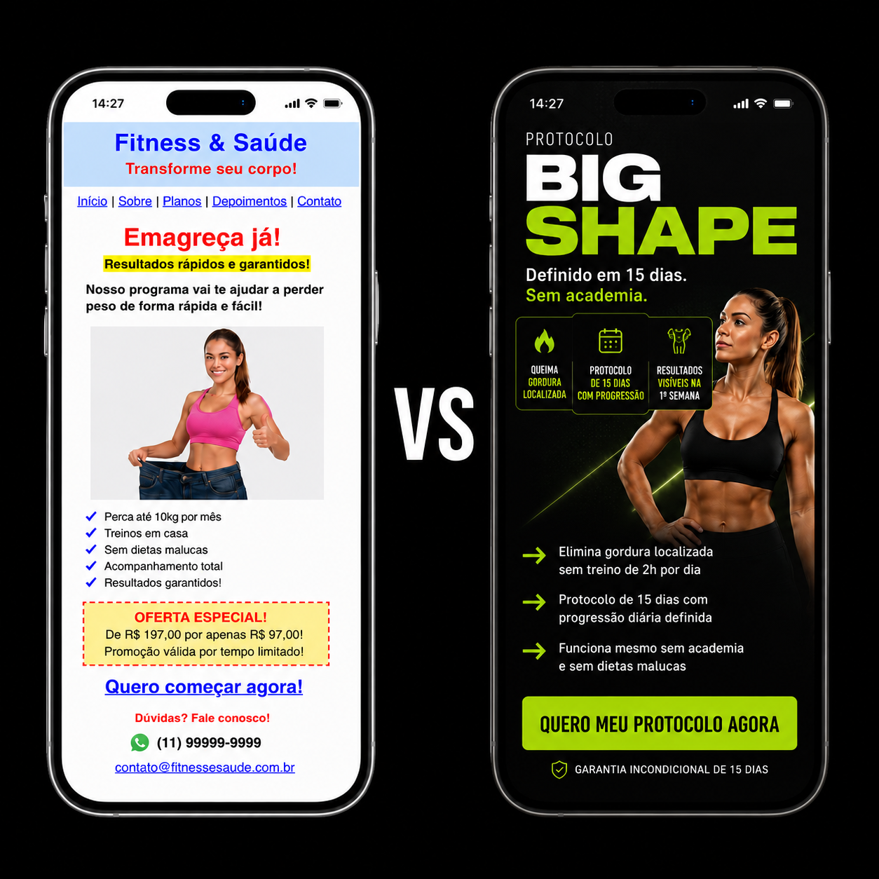 Comparativo fitness — Sem vs Com Agente24hrs